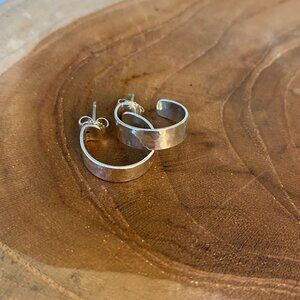 RETIRED James Avery Hammered Simplicity Hoop Earrings, Sterling Silver